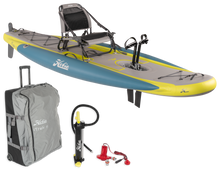 Load image into Gallery viewer, Hobie Mirage iTrek 11 Inflatable Kayak 3 Quarter View with accessories
 sku:87810050-23