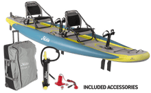 Load image into Gallery viewer, Hobie Mirage iTrek 14 Duo Inflatable Kayak 3 Quarter View with accessories
sku:27100104-24