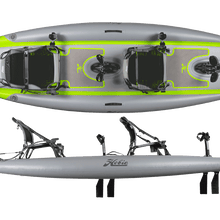 Load image into Gallery viewer, Hobie Mirage iTrek 14 Duo Inflatable Kayak Top and Side View
sku:27100104-24