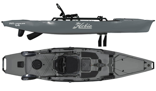 Hobie Fishing Kayak Pro Angler 14 180 Battleship Grey Top and Side View