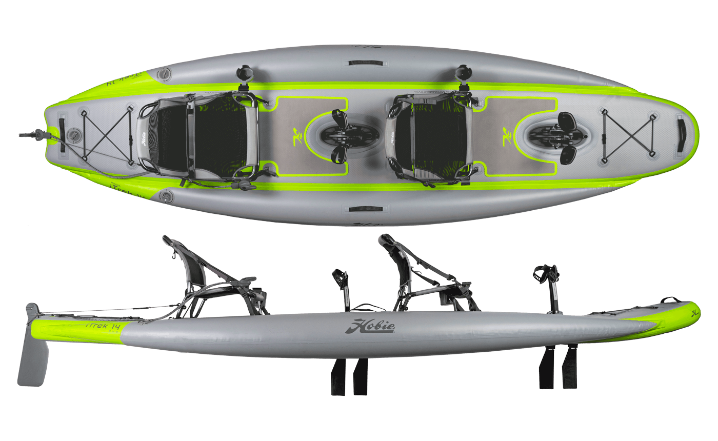 Hobie Mirage iTrek 14 Duo Inflatable Kayak Top and Side View | SKU: 27100104-24