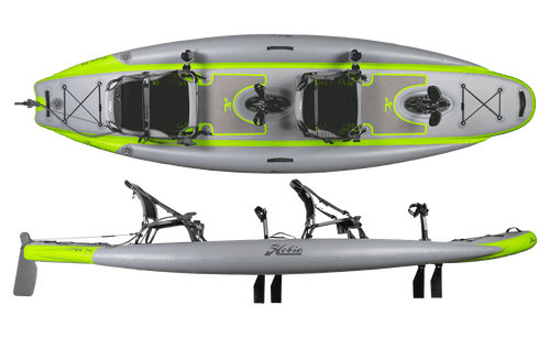 Hobie Mirage iTrek 14 Duo Inflatable Kayak Top and Side View