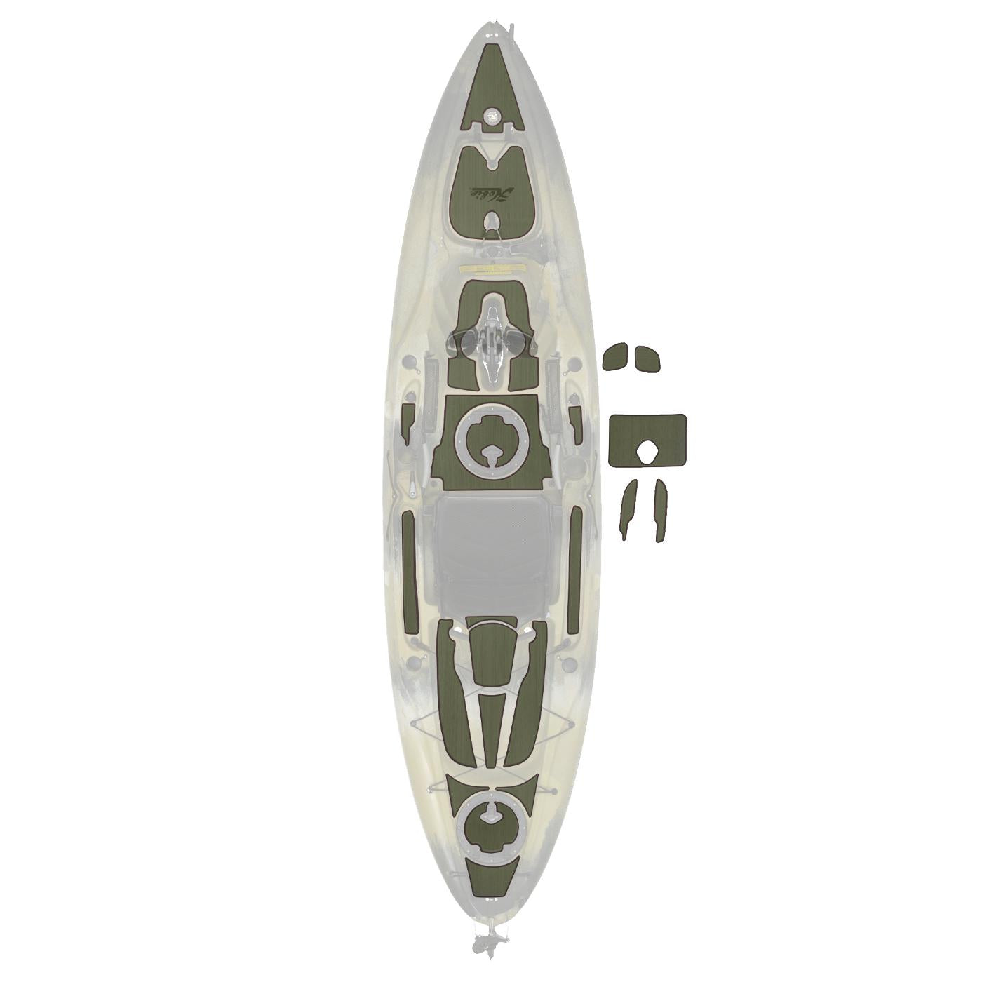 Hobie Kayak Mat Kit Outback Green_Espresso With Camo Hull | SKU: 72020256
