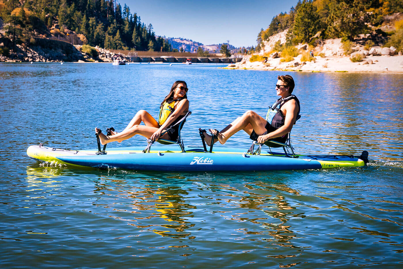Hobie Mirage iTrek Duo Inflatable Kayak On The Water sku: