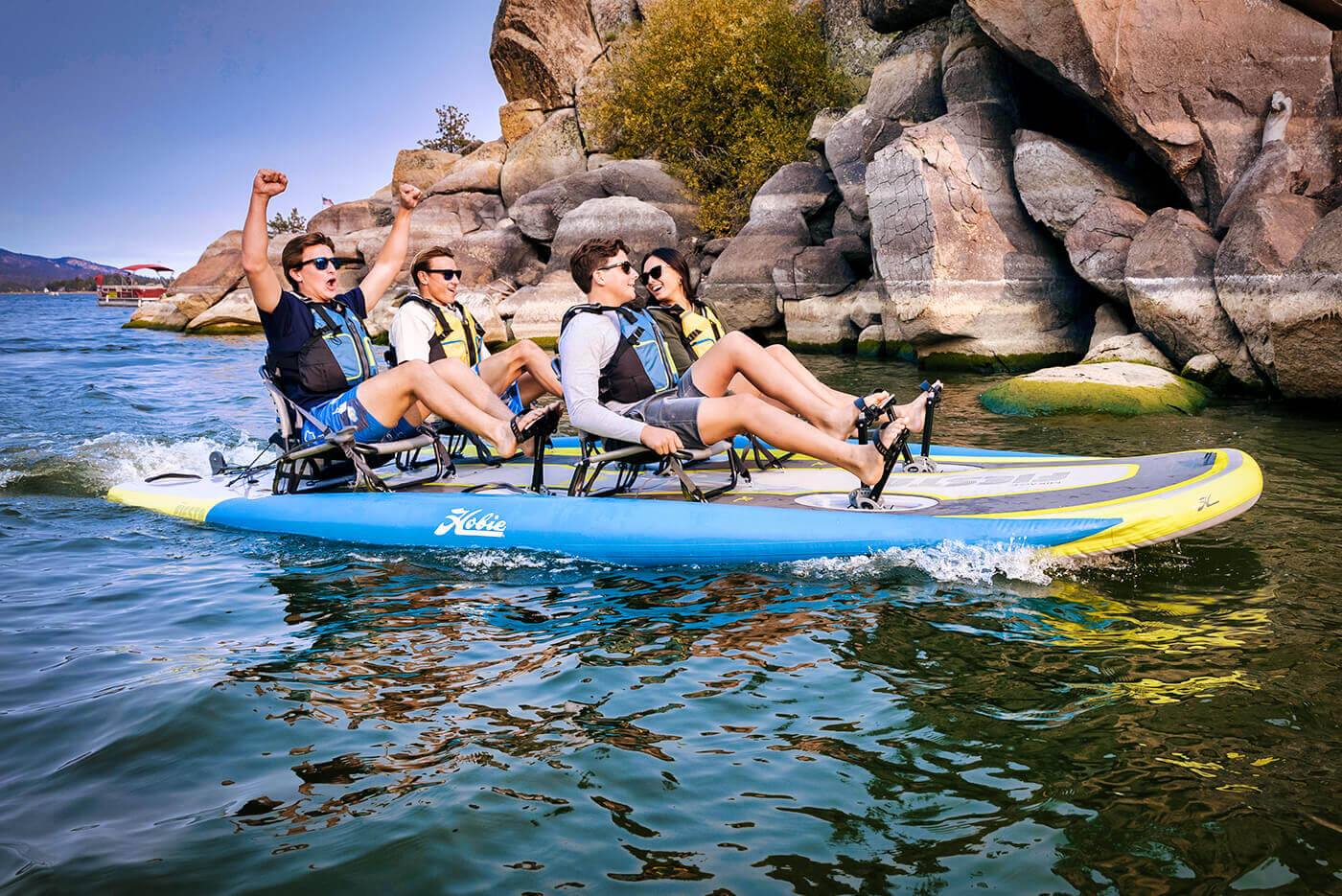 Hobie Mirage iTrek Fiesta Inflatable Kayak On The Water sku: